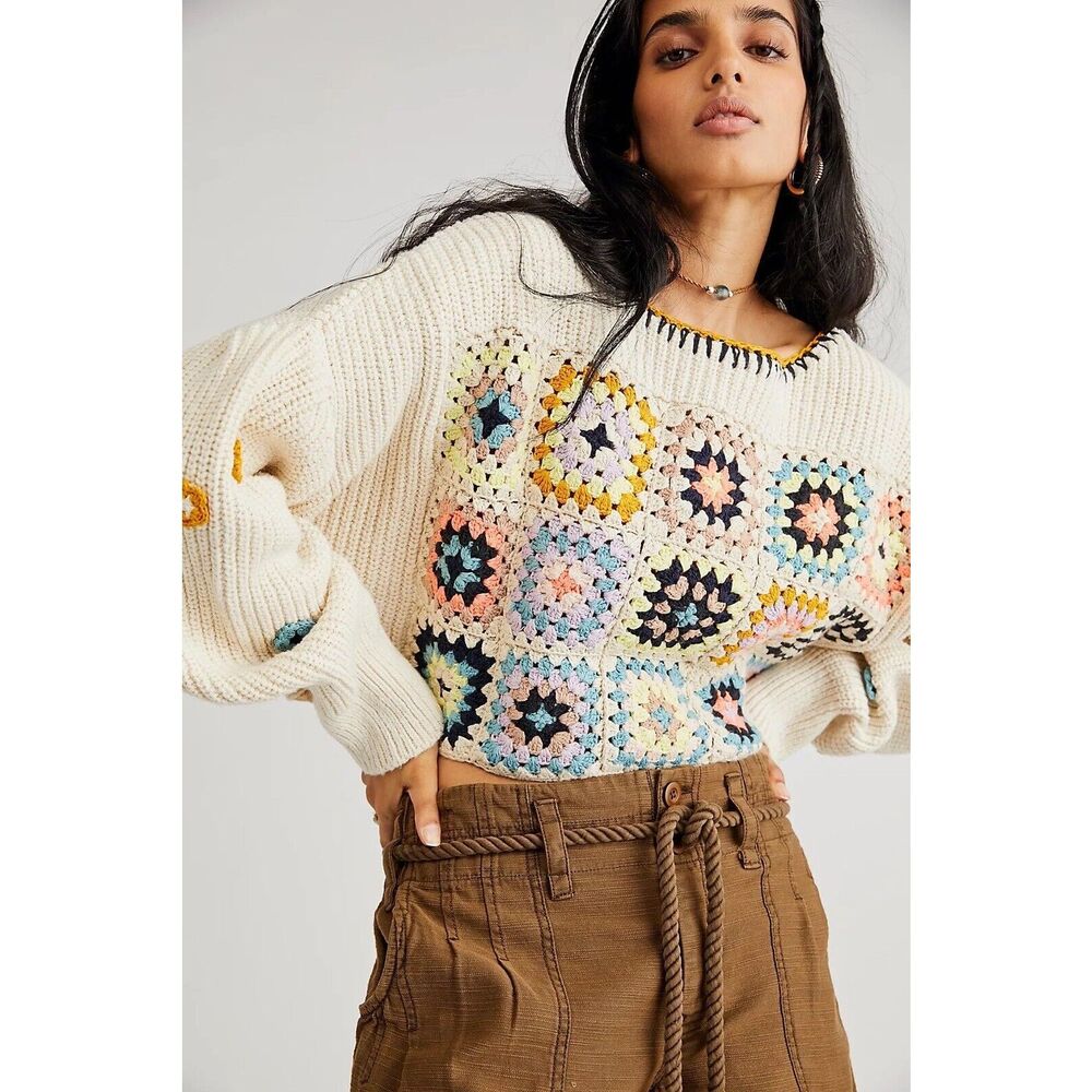 New Free People Dahlia Crochet Pullover Size XS.